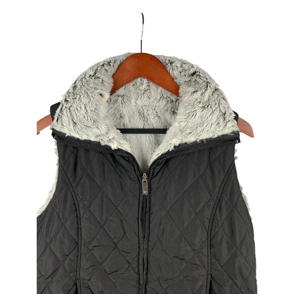 Weatherproof Womens Quilted Vest M Faux Fur Lined Black/Gray - Picture 3 of 6